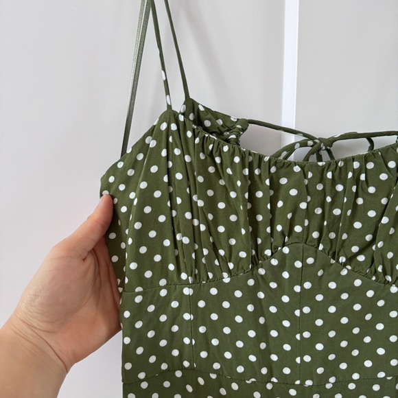 Zara Green Slip Maxi Dress with Spaghetti Straps - Picture 2 of 6